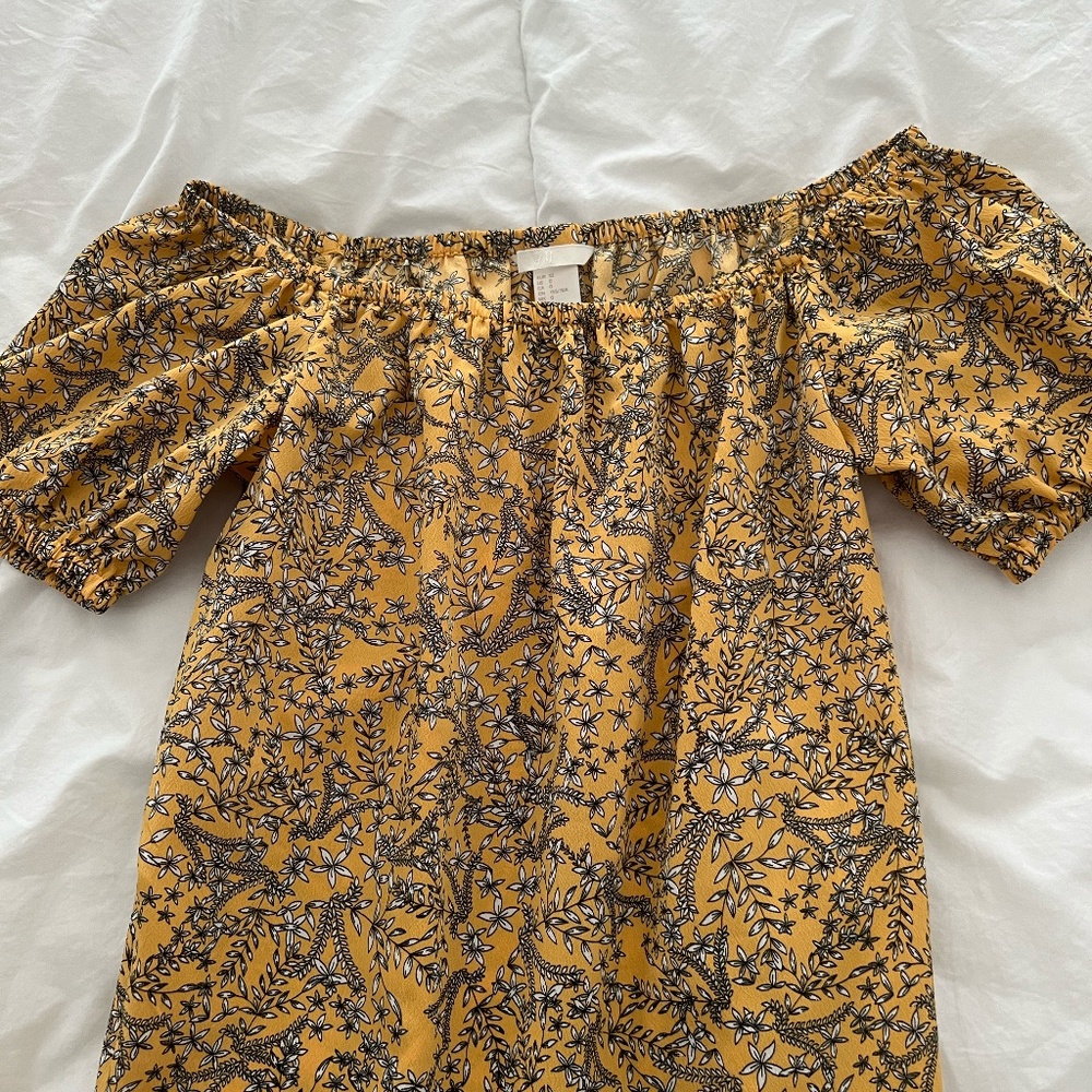 H&M Yellow Floral Off The Shoulder Dress